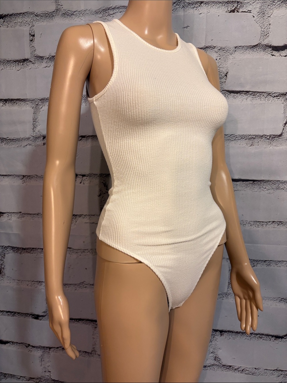 American Eagle Cream Ribbed Body Suit Size XXS